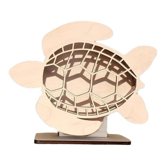 Sea Turtle Seaglass Display Box Wooden Tortoise Shell Holder Storage