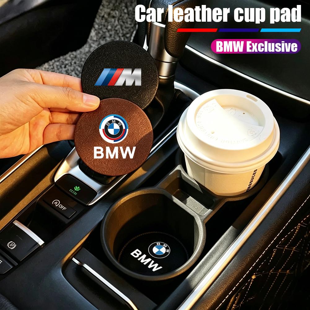 2Pcs Auto PU Leather Cup Holder Mat Anti-Slip Noise Dampening Pad Accessories Stickers For BMW G80 G06 G07 G42 G14 G15 G16 F82 M