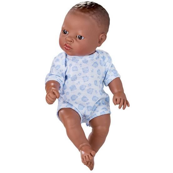 Poupée Berjuan Nouveau-né - Vinyle/Textile Blanc/Bleu - 30cm - Fille - Livrée avec une couche