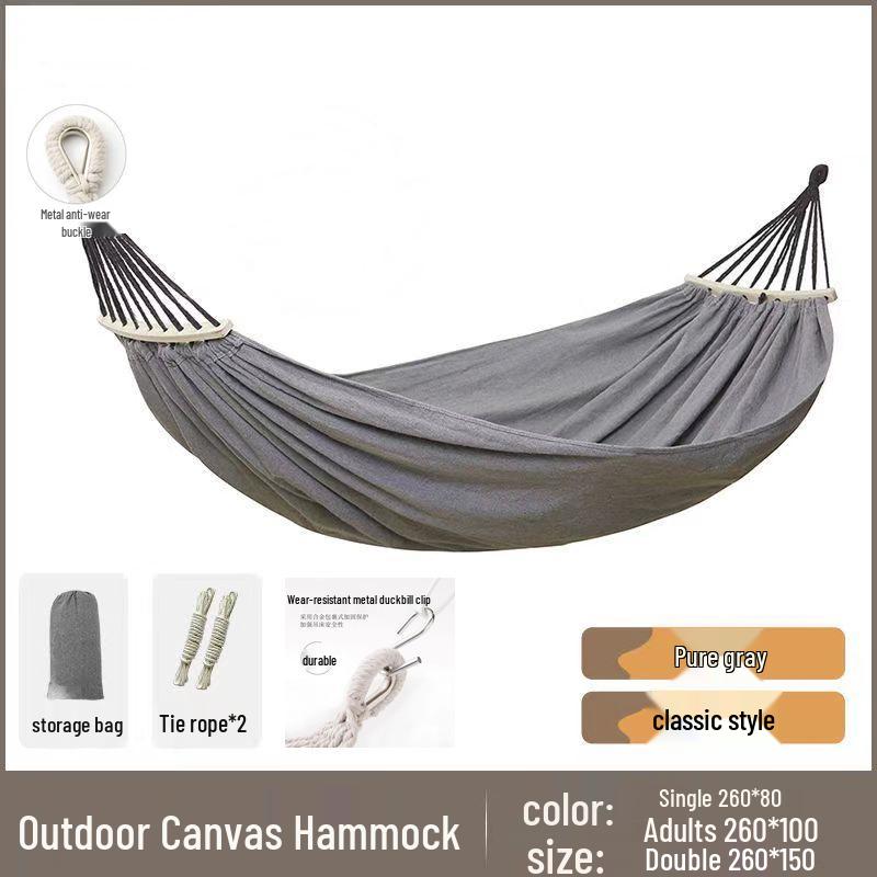 Thickened White Double Hammock for Indoor/Outdoor Use: Anti-Rollover Design for Adults & Kids