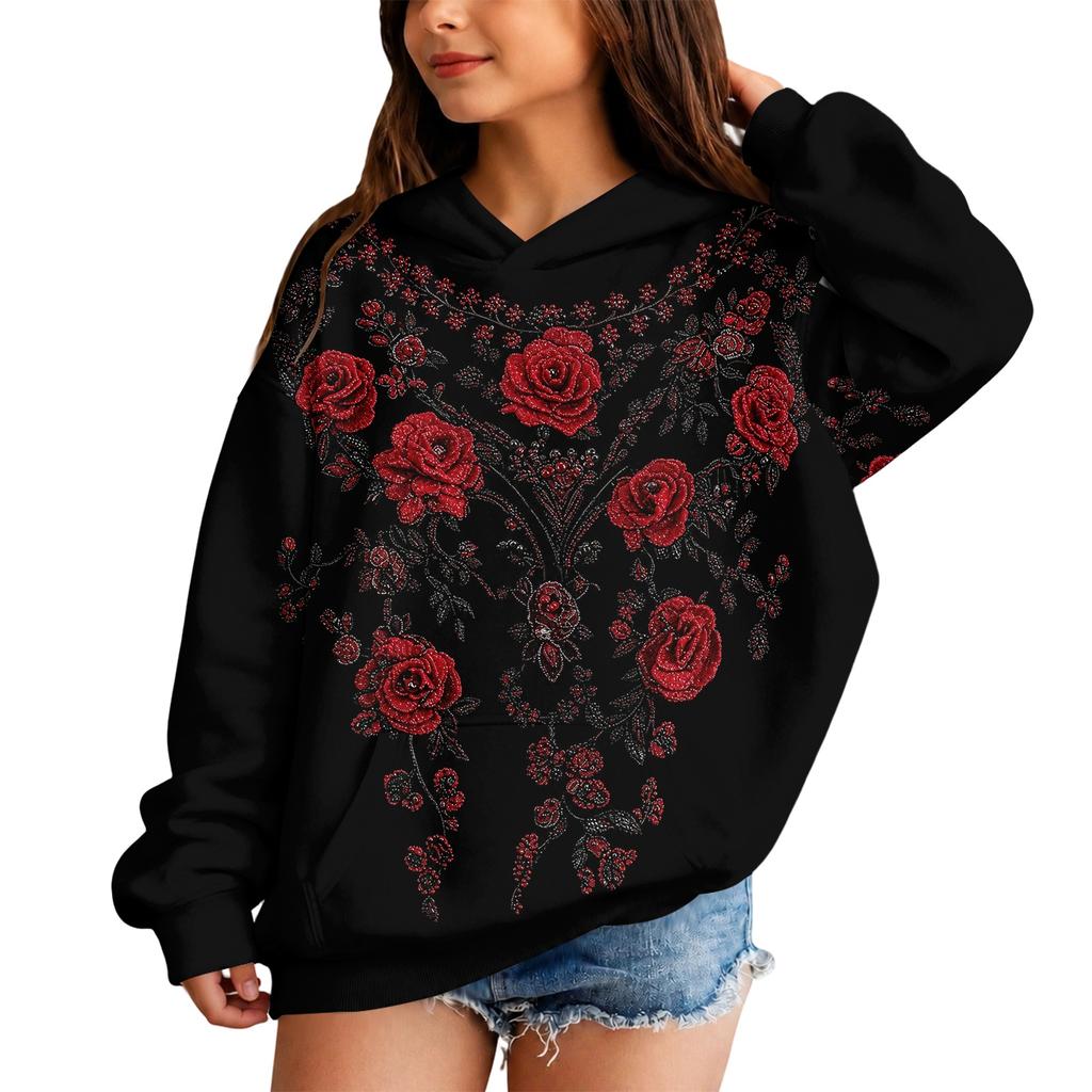 Halloween Kapuzenpullover mit Aufdruck für Kinder - Lässiges Langarm-Pullover-Sweatshirt für Jungen und Mädchen