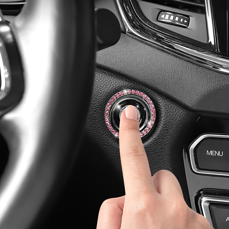 1PC One click start logo decoration ring, car mounted diamond crystal button, ignition ring decoration ring