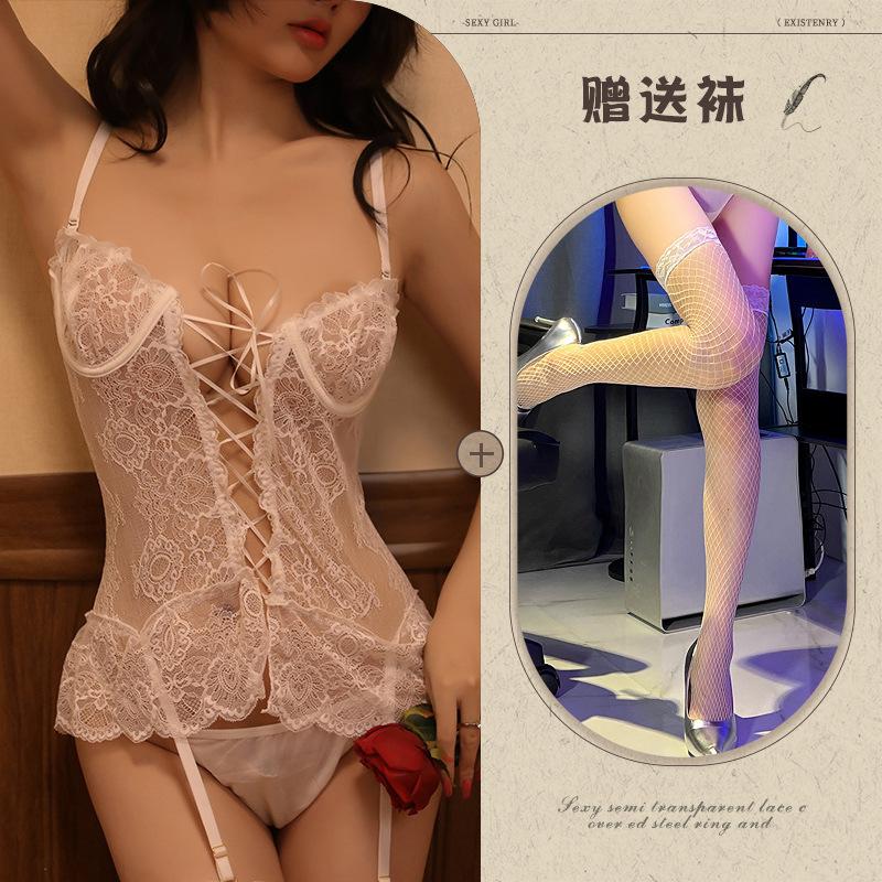 New sexy underwear one-piece sexy transparent mood lace big tits temptation suspender miniskirt