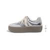 Silver German Training Shoes Su Yinyin Three Bars Cowhide Lace Edge Little White Shoes Thick Sole Inner Height Increase Sports and Leisure Shoes Wom