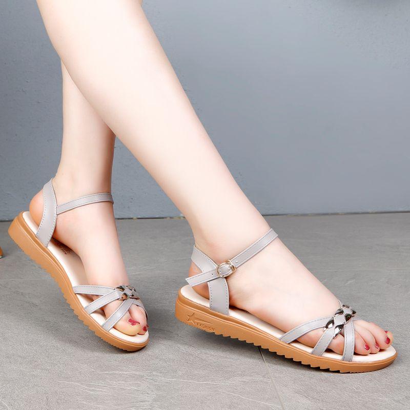 Sommar kilklacksandaler Platta Kvinnliga Studentskor Bekväm mjuk sula Halkfri All-match Arbetar gravid mamma Skor