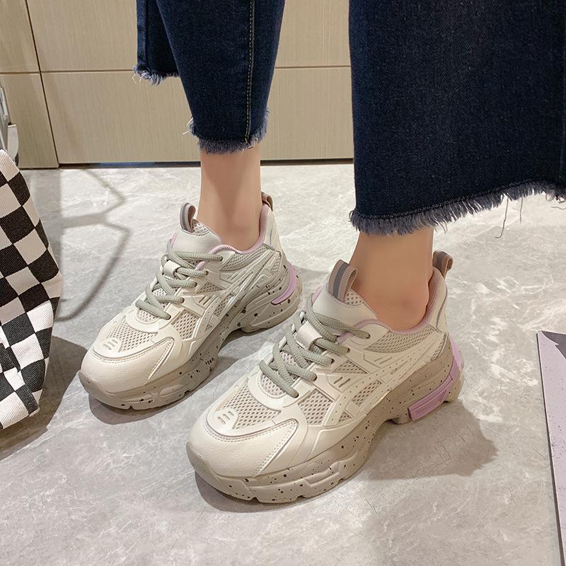 Mesh breathable muffin little white shoes women's 2024 new four-season comfortable sports and leisure dad shoes tide