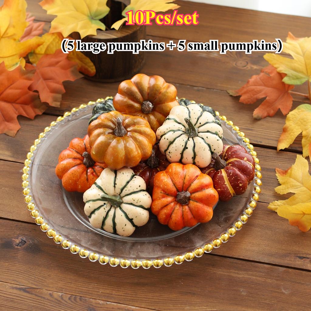 5/10Pcs Artificial Pumpkin Thanksgiving Decorations Mini Fake Pumpkin Autumn Harvest Party Halloween Decorations for Home