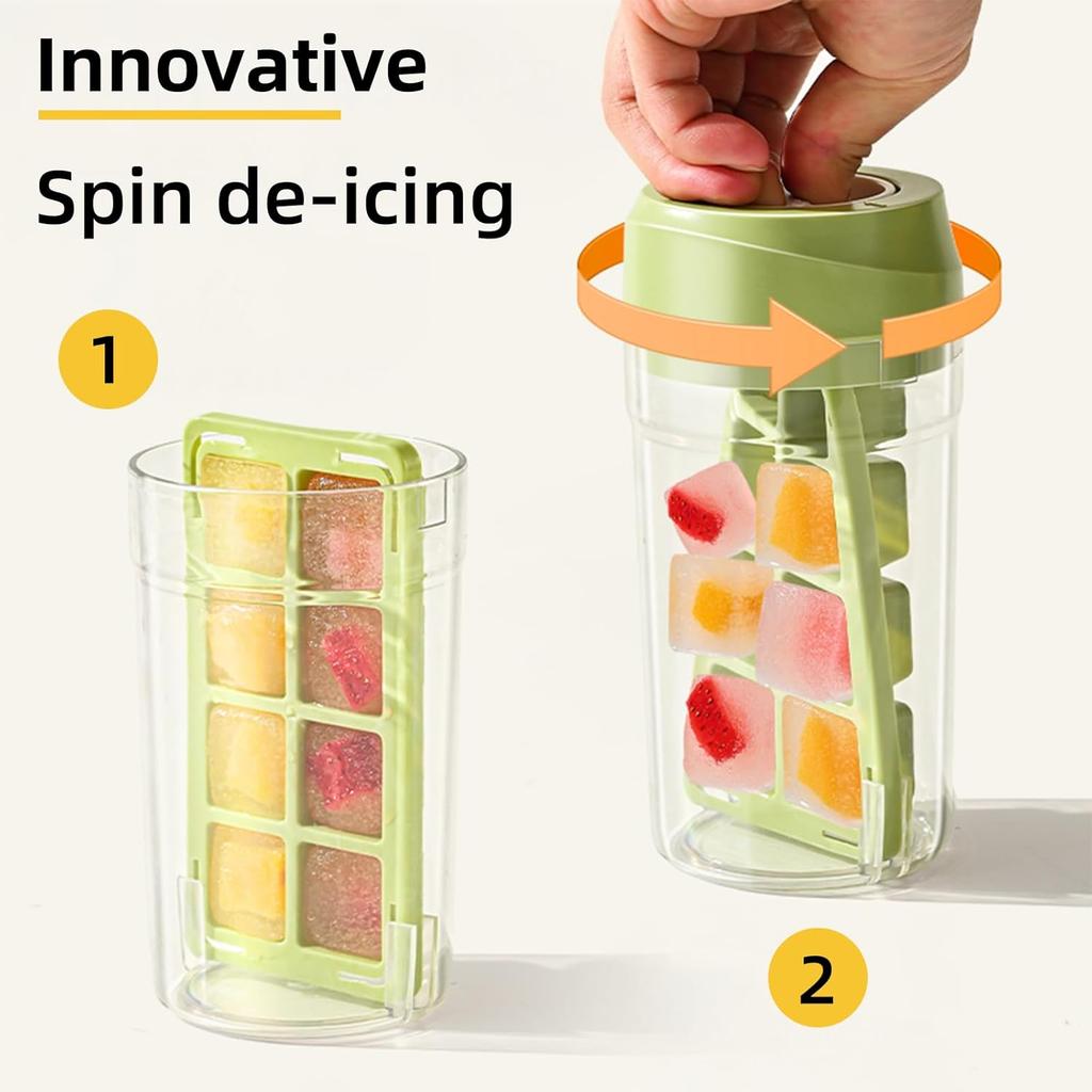 Ice Making Cup 8 Grids Ice Cube Mold Simple Portable Ice Making Cup Rotating De Icing Large Capacity Ice Storage Cup for Summer