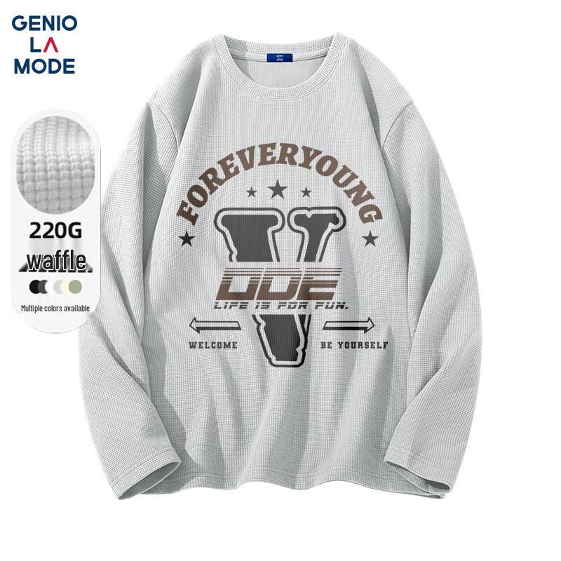 GENIOLAMODE Men s Heavyweight Waffle Knit Long-Sleeve T-Shirt XL