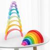 Children's Rainbow Shape & Color Recognition Wooden Building Blocks for Early Education & Intellectual Development