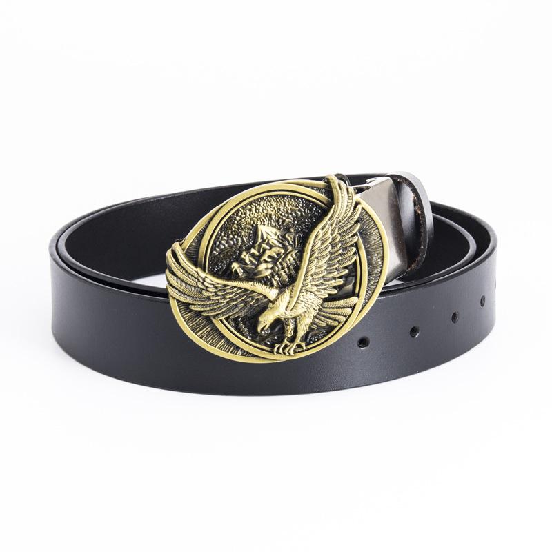 

Ремень с гладкой пряжкой в виде национального флага и орла, модный и трендовый ремень с пряжкой для молодежного ночного клуба 130cm