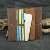 Handmade Leather Long Wallet Men'S Leather First Layer Cowhide Multi-Function Mobile Phone Passport Bag Buckle Wallet
