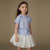 Hacikis Girls' Petal Collar Short-Sleeve Cotton Shirt