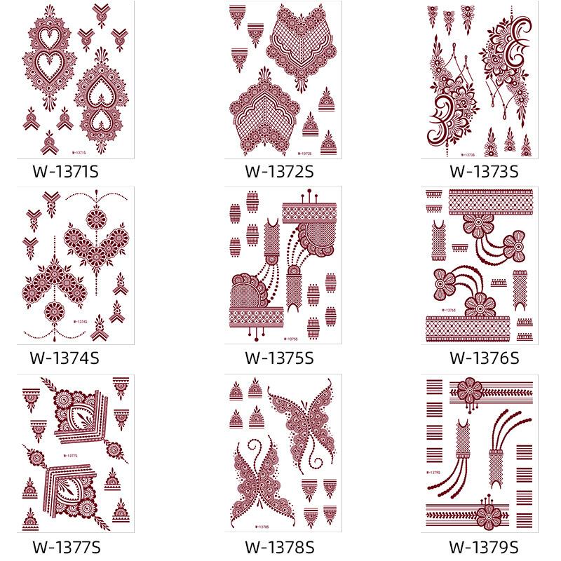 Brown Lace Tattoo Sticker Waterproof Henna Tattoo Wedding Temporary Tattoo Set Hannah