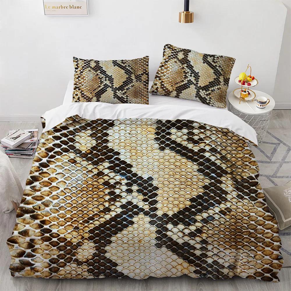 3D Print Animal Skin Bedding Sets Queen Quilt Cover Set King Sze Leopard Home Textile 100% Polyester Duvetcover 2pcs Pillowcase