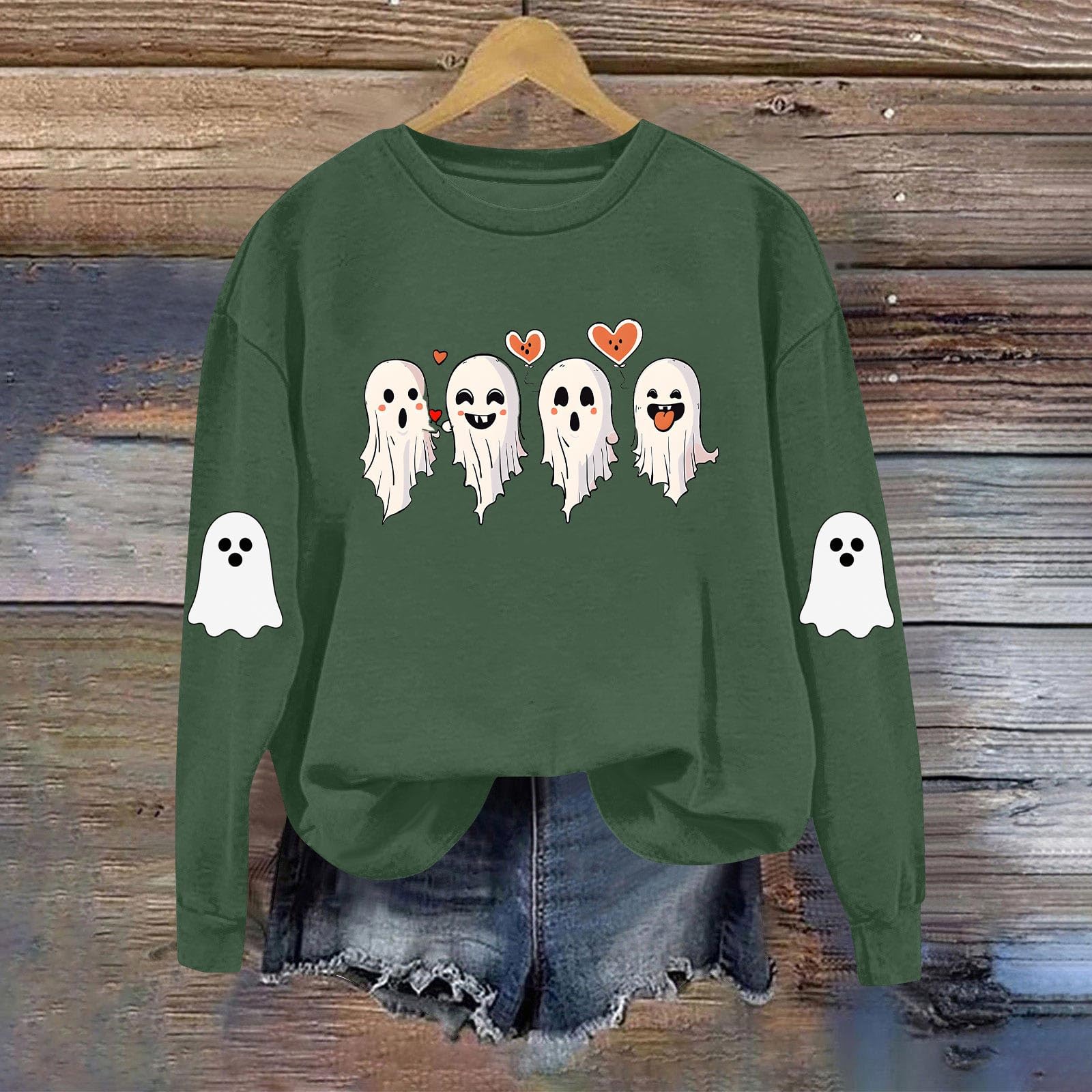 

Женская модная повседневная толстовка с длинным рукавом и принтом на Хэллоуин, с круглым вырезом XXXL