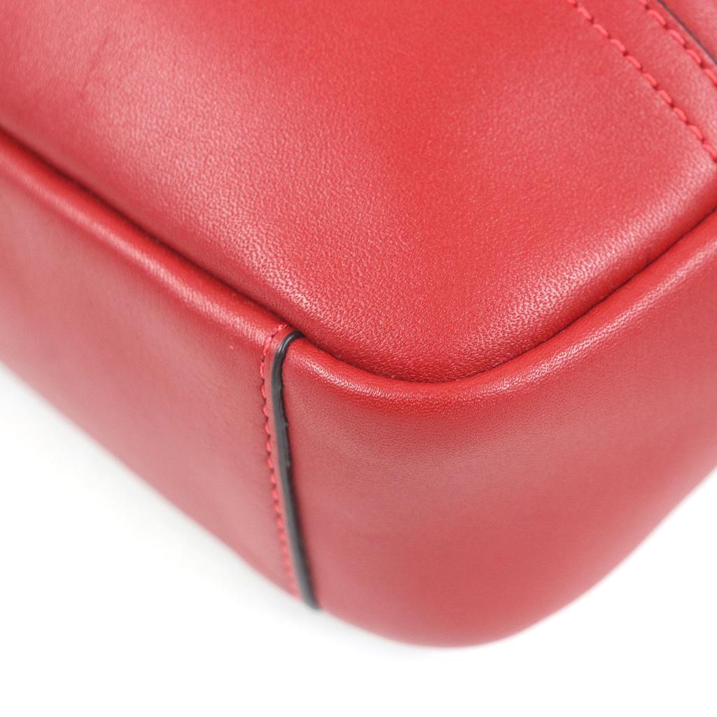 Excellent COACH Sling bag Graham Logo Silver Metal Red leather mens C2931 Used