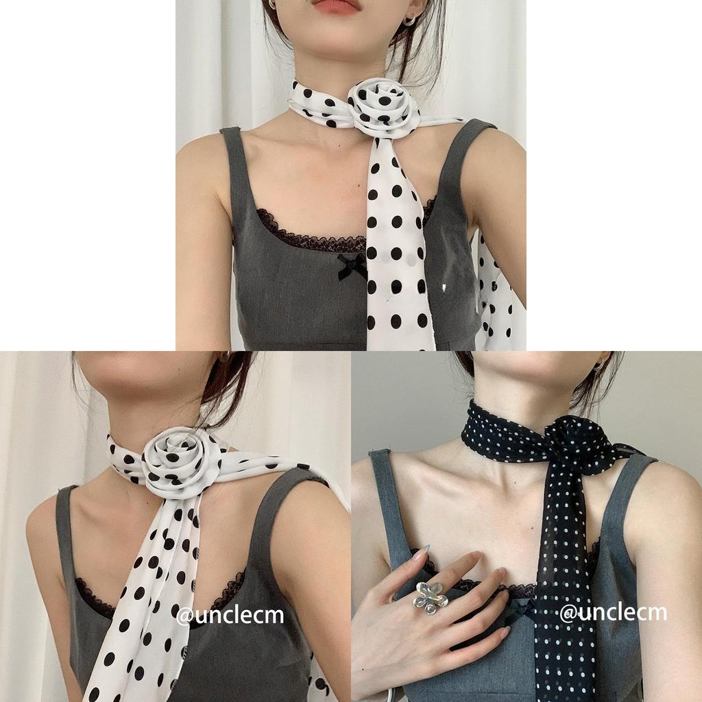 Designer Silk Neck Wrap With Dot Design And Lightweight Fabric For Autumn Wear
