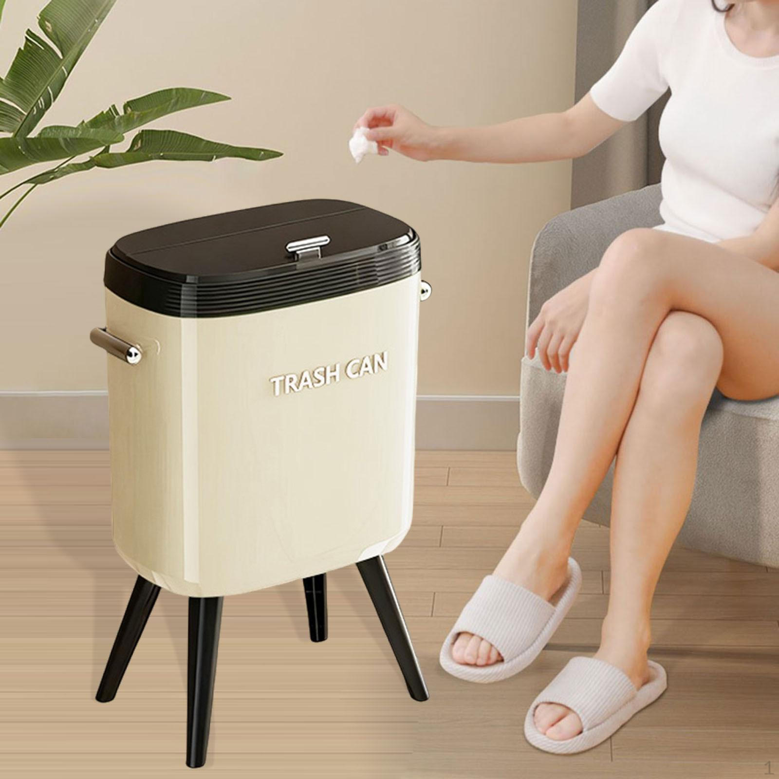 

Bend Trash Can with Legs, 15L Large Capacity, Creative for Home Use, Suitable White