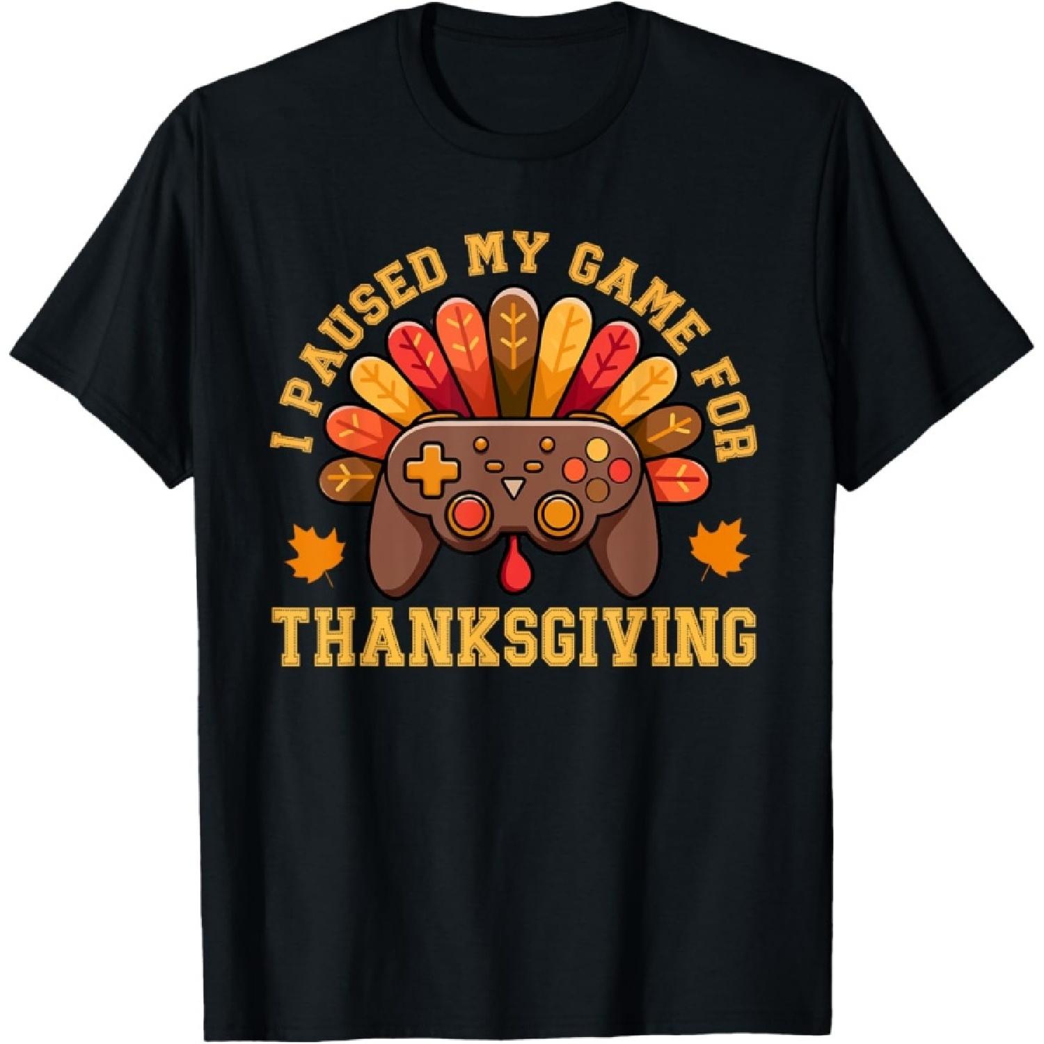 I Paused My Game For Thanksgiving Funny kid Gamer Turkey T-Shirt S