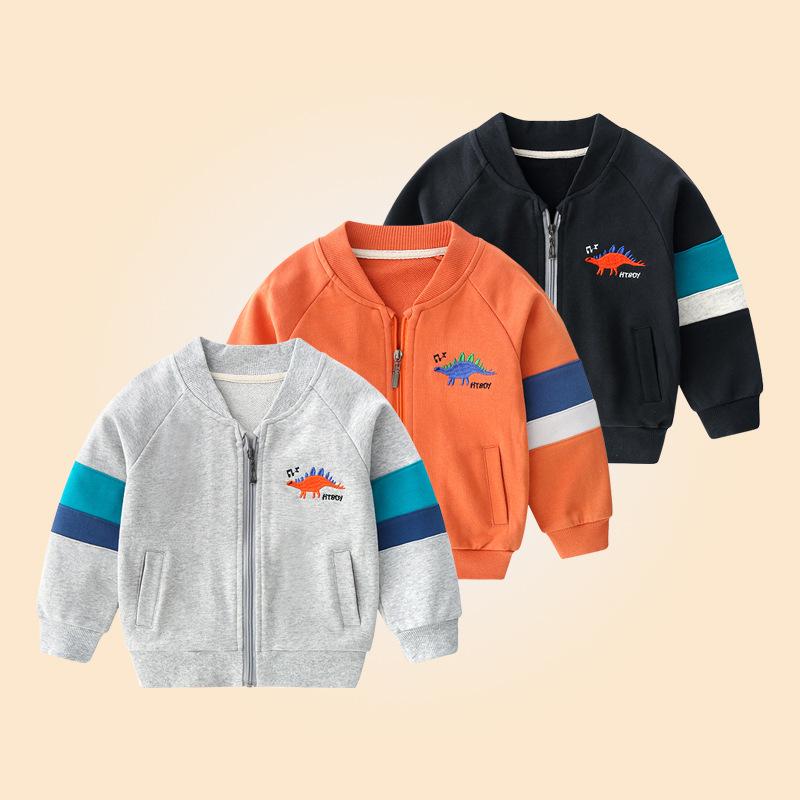 Children's Cartoon Color Block Zipper Cardigan – Spring and Autumn Long Sleeve Toddler Jacket