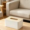 Tissue Box with Solid Wood Lid, Waterproof Design, Long Paper Opening Tissue Dispenser for Home Office