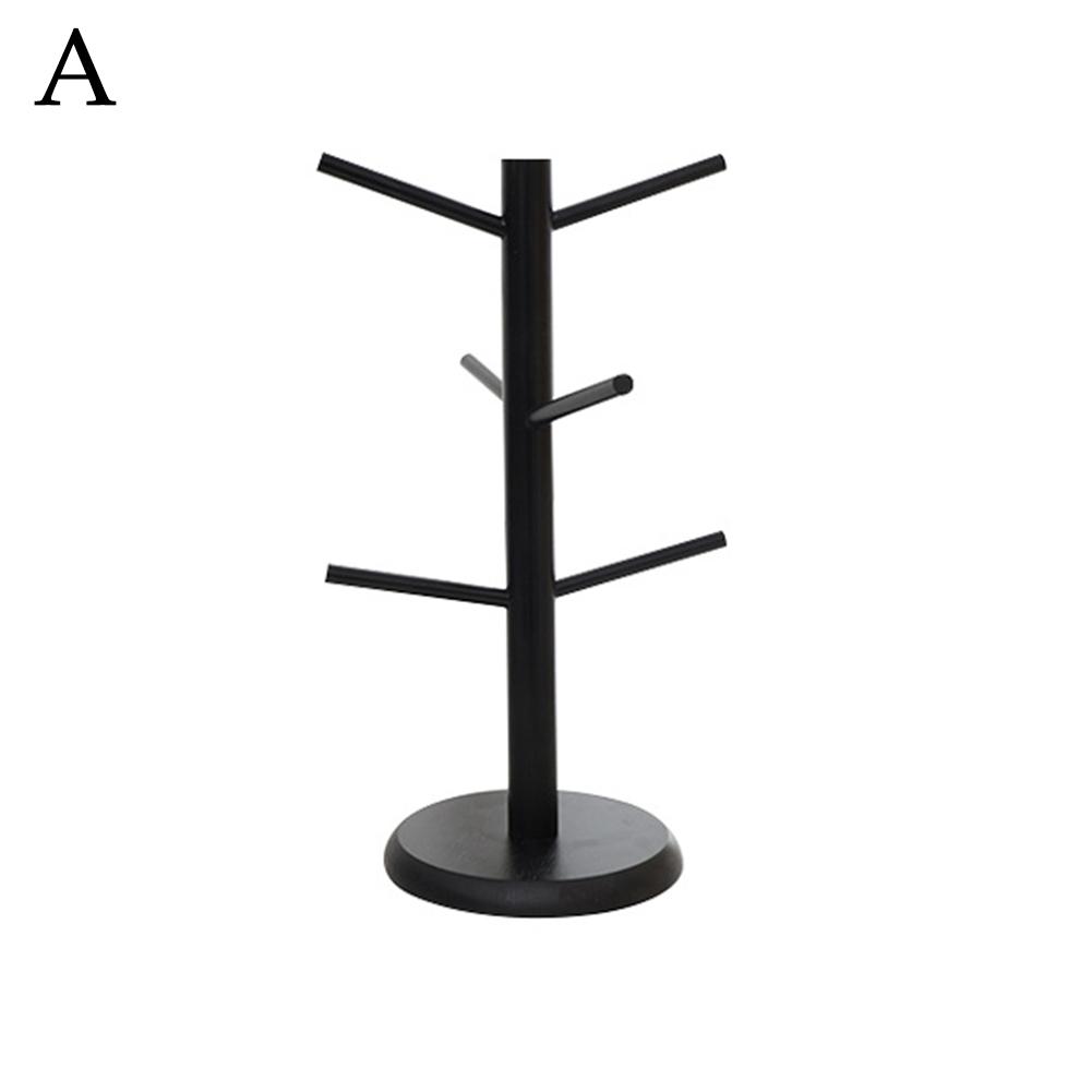 Bamboo Mug Tree with Thick Base Bamboo Mug Tree Stand Space-Saving Cup Holder with 6 Hooks,Countertop Coffee Cup Mugs Stand Rack