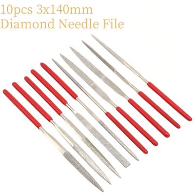 Set di 10 Lime ad Ago Diamantate 3x140mm Mini Kit di Lime ad Ago Per Pietra Vetro Metallo Scultura Artigianato Utensili Manuali Set di Lime ad Ago