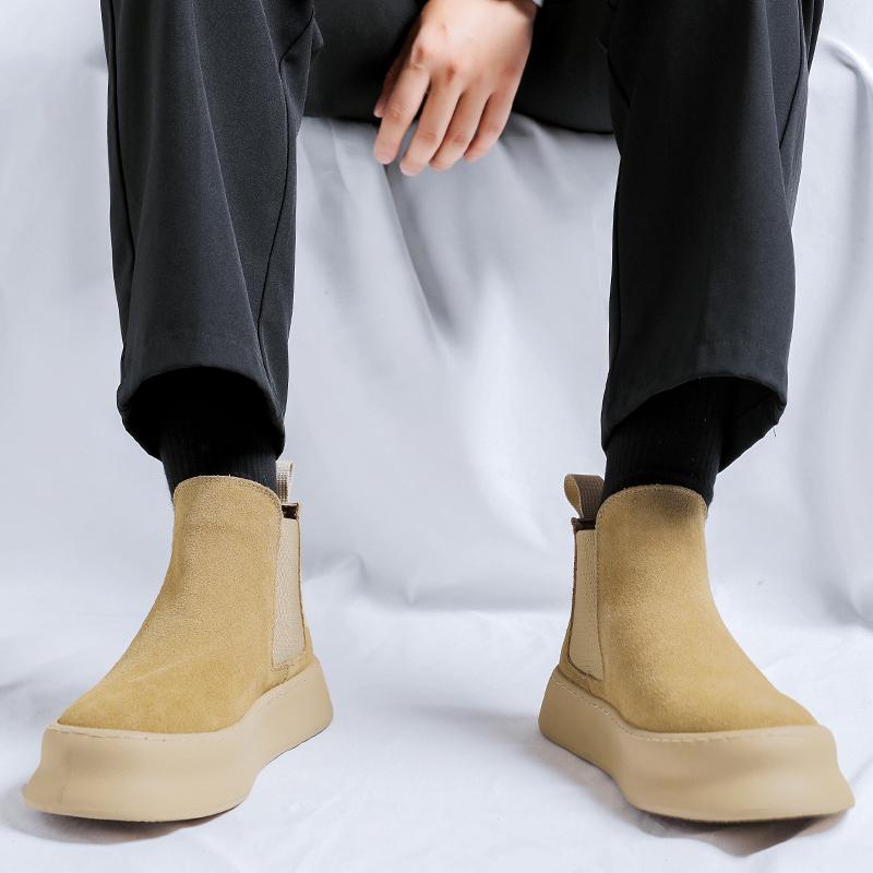 Mode Herrenstiefel mit dicker Sohle Retro-Modedesignstil Outdoor-Freizeitparty Täglich Büro Braunqualität Höhenerhöhend Herren