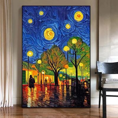 Van gogh tablou pe pânză peisaj de noapte artă de perete clădiri celebre sub noapte înstelată imprimare postere decor pentru casă fără rame