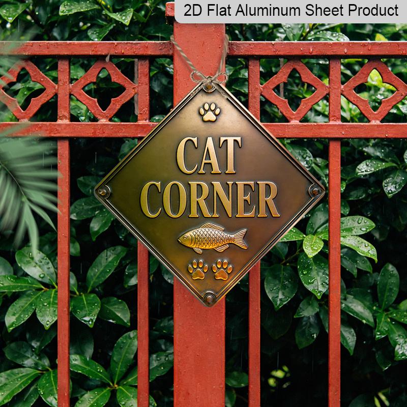 2D Flat, 1pc Vintage Cat-Themed Aluminum Wall Sign - Retro Suitable for Office, Living Room, Hallway Decor - Cat Decoration Panel for Entryway