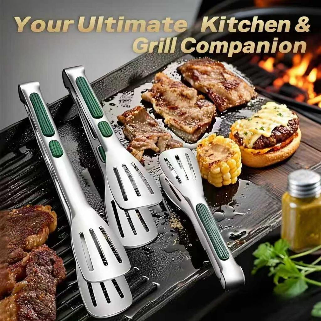 7/9/12 Inch Non-slip Food Tongs Stainless Steel BBQ Meat Salad Bread Clip Tong Barbecue Grill Buffet Clamp Kitchen Cooking Tools