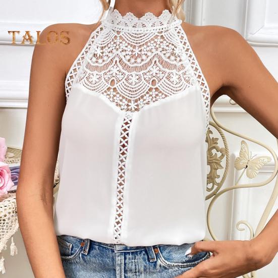 Vestă Femei Gât Halter Culoare Solidă Decorațiune Dantelă Topuri Culoare Solidă Dantelă Ajour Cusături Topuri Casual
