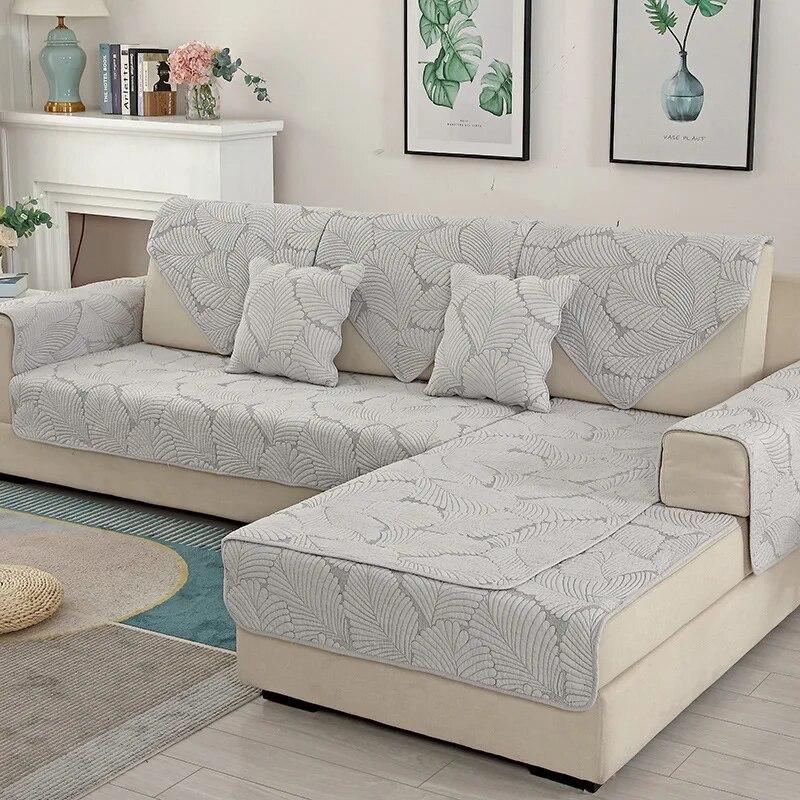 White Print Sofa Covers Double-sided Cotton  Sofa Cushion Four Seasons Sofa Towel Living Room Corner Couch Cover Armrest Towel