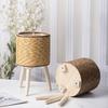 Rattan Woven Triangle Flower Stand: Creative Desktop Succulent Storage Container