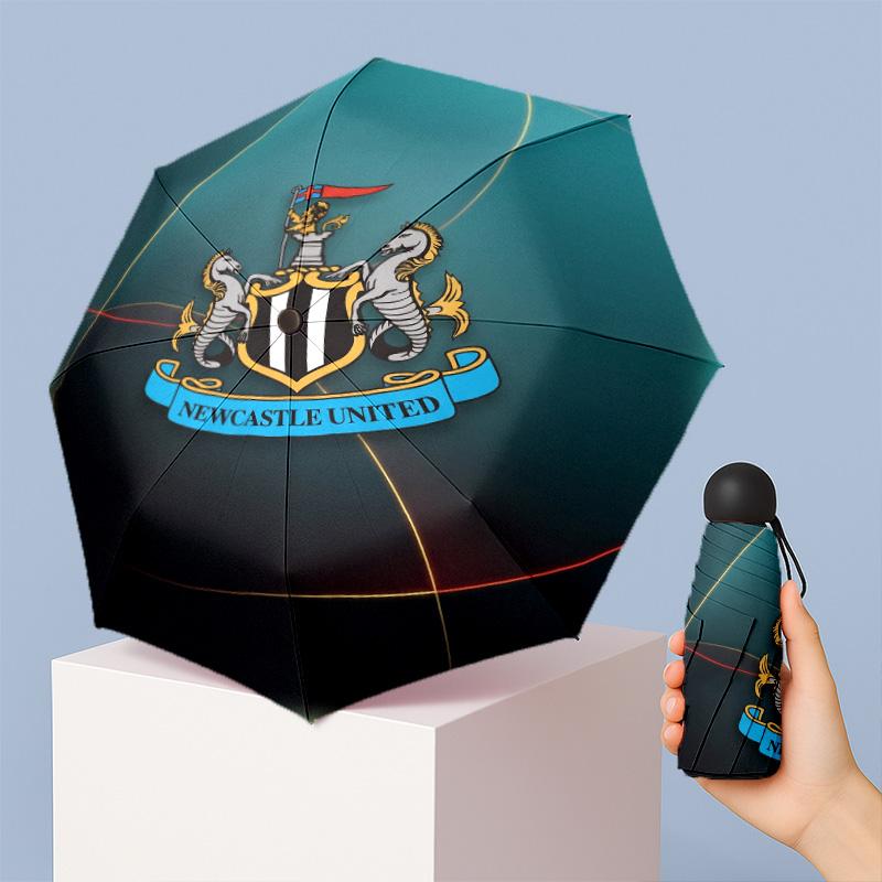 Newcastle United Football Pattern Printed Mini 5 Folds 8 Ribs Compact Umbrella Windproof Waterproof Lightweight Portable Folding