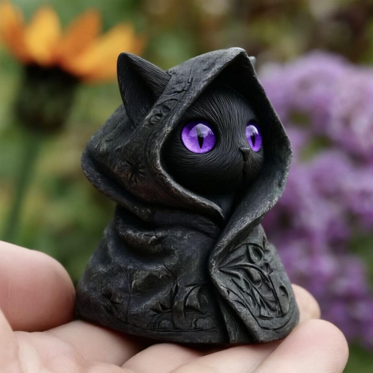 Готическая статуэтка черной кошки - Реалистичная игрушка-котенок и Хэллоуинское украшение для детей