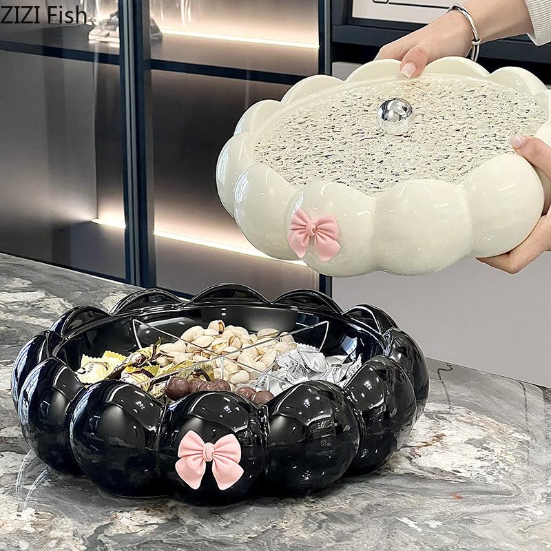 Luxury Ceramic Dried Fruit Box Wedding New Year Party Candy Dim Sum Snack Box Home Decoration Creative Storage Accessories