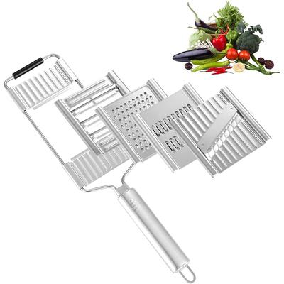 Cortador Manual de Verduras 4 en 1 Rallador de Verduras de Acero Inoxidable Cortador Rebanador Juliana Para Ensalada Calabacín Zanahorias