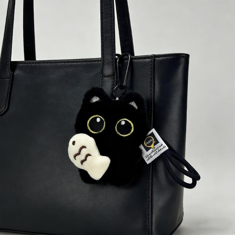 Pack of 2 Multi Functional Plush Cat Keychains Women's Bag Charm Accessory for Office Home and Personal Decoration