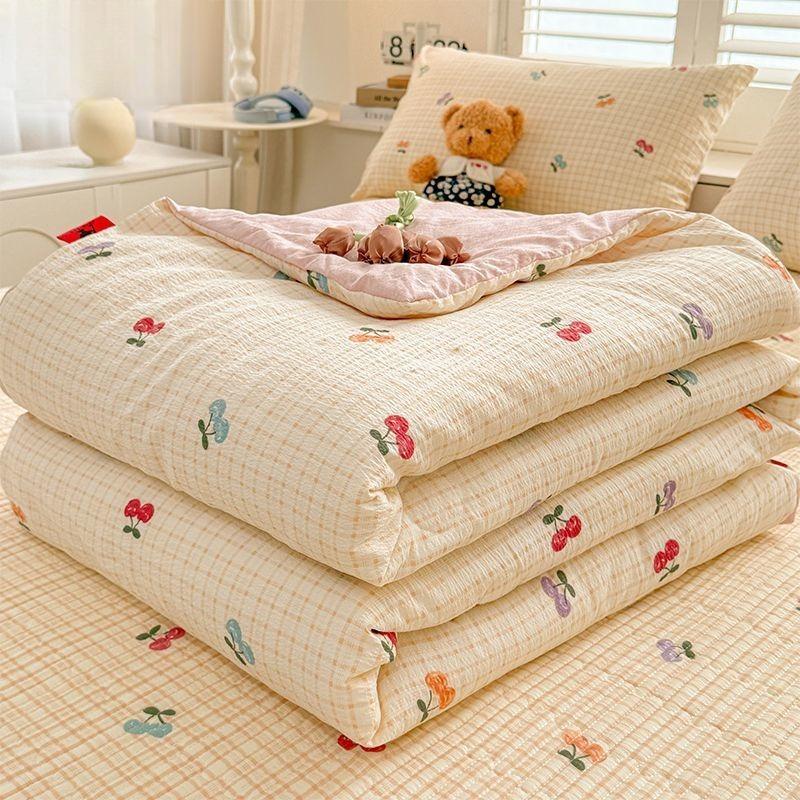 Vår Sommar Quilt Queen Mekanisk Tvätta Bekväm Täcke Enkel Dubbel Filt Täcken för Barn Vuxna