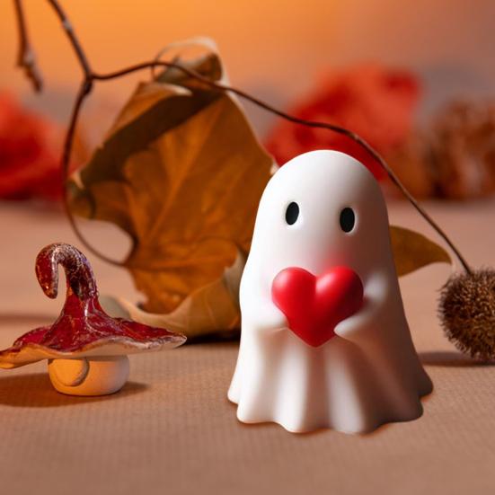 Love Heart Ghost Hanging Decoration Halloween Indoor Outdoor Car Rearview Mirror 2D Flat Acrylic Cartoon Ghost Hanging Ornament Pendant