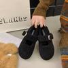 Flat Bottom Gentle and Comfortable Fluffy Shoes Women Wear 2025 Autumn and Winter New Fairy Wind Velvet Word Mary Jane Cotton Shoes