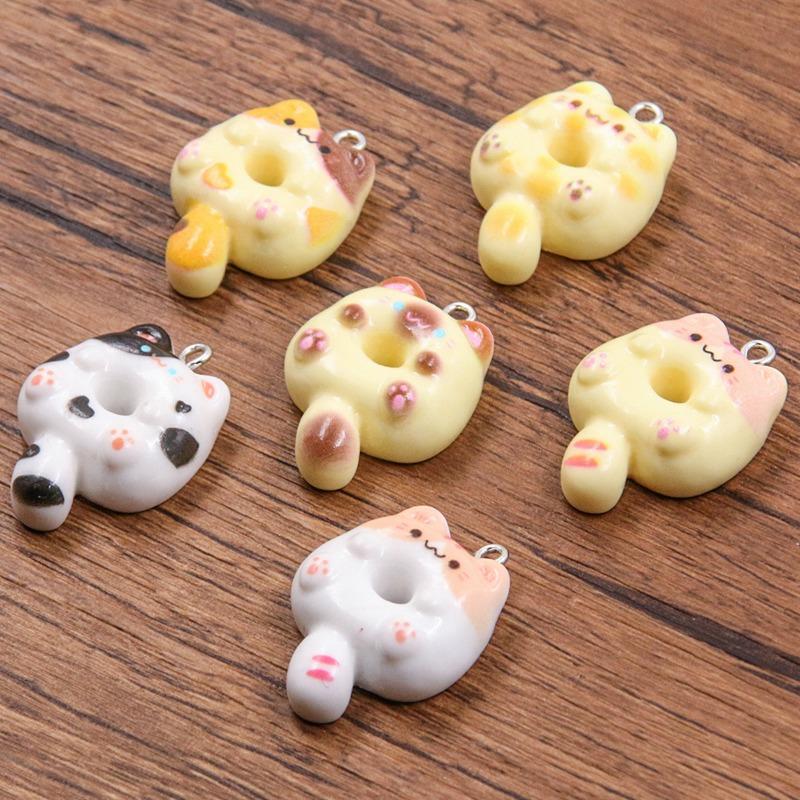 DIY Resin Accessories Cute Cat Donut Pendant Luggage Bracelet Mobile Phone Pendant