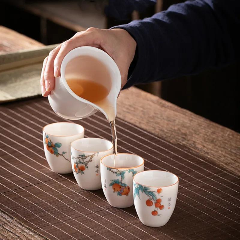 Boutique Ceramic Teacup Hand Painted Meditation Cup Single Portable Travel Tea Bowl Pu'er Master Cup Handmade Porcelain Tea Set
