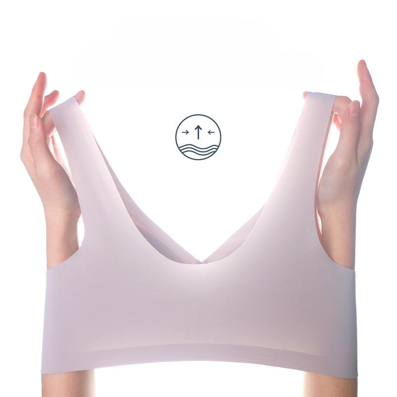 Creative Front Buckle Underwear Ladies with Inserts Large Elastic Vest Type In The Elderly Large Size Without Steel Ring Bra