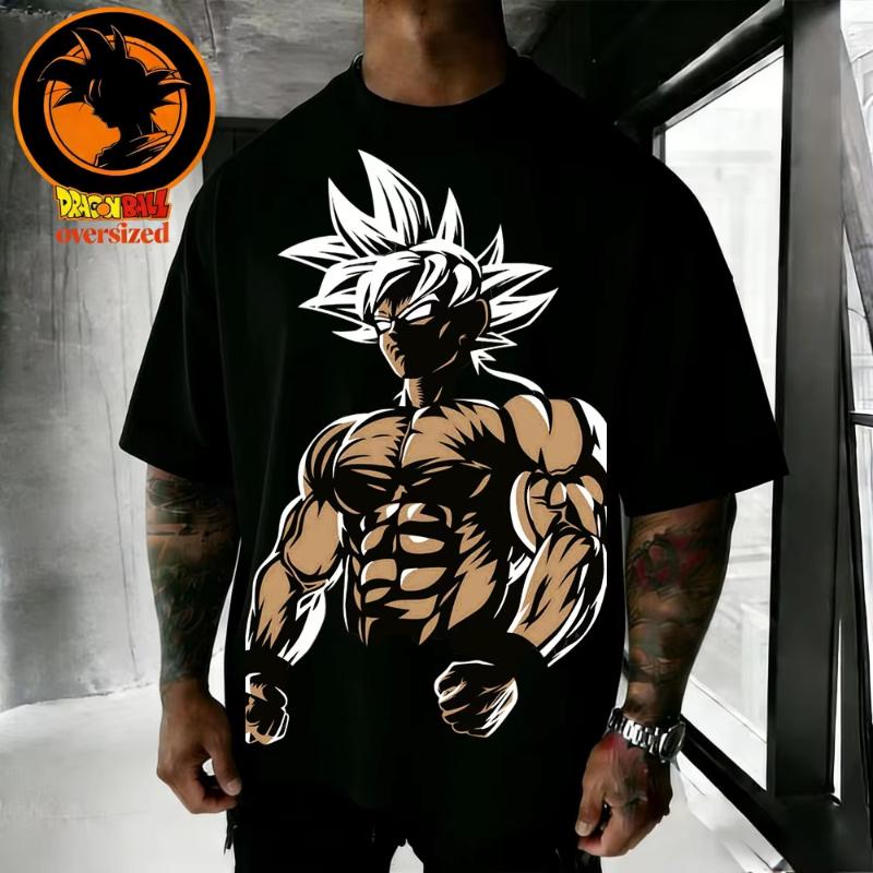 2026 Summer Dragon Ball Retro Pure Cotton Mens Tshirt Wukong Printed Oversized Casual Shirt Unisex Parentchild Suit