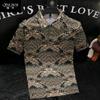 2025 New Men's Polo Shirt Short Sleeve Cloud Print Turn-down Collar T-shirt Middle-aged Casual Tee Top