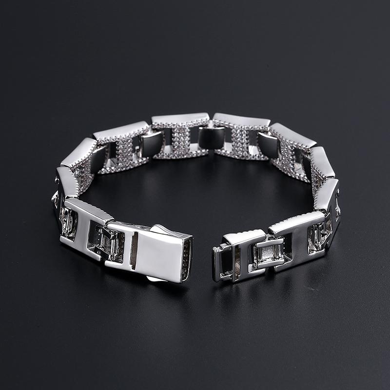 Hip Hop Copper Jewelry 12mm Diamond Icy Claw Bracelet Men's Cuban Chain Bracelet