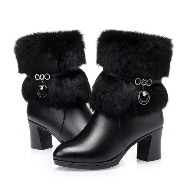 Fashion AIYUQI Women Winter Boots 2025 New Round Toe Fashion Women's Fashion Boots Natural Wool Lining Rabbit Fur Women Ankle Boots